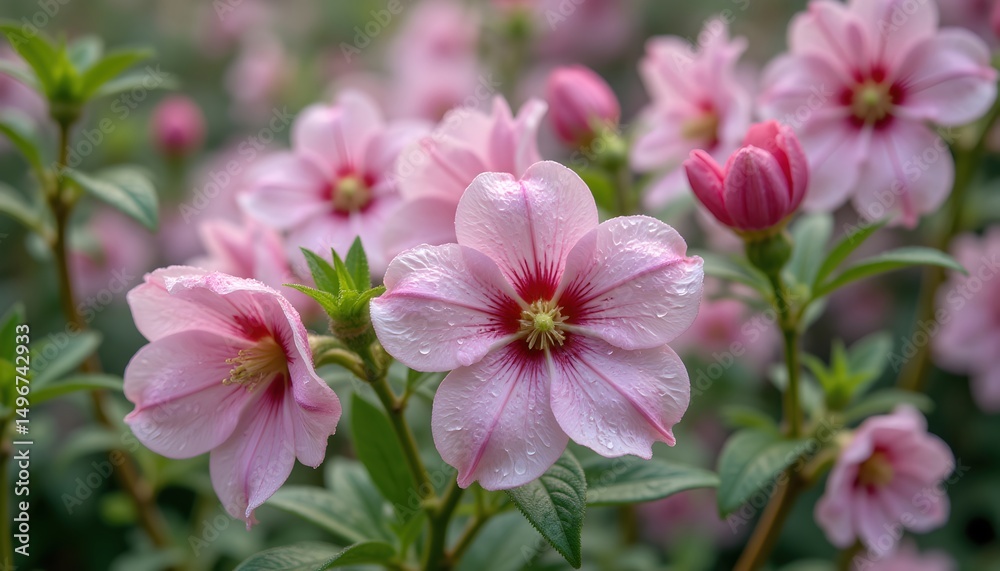 Blossoms dripping with raindrops after a spring shower, soft light Blossoms dripping with raindrops after a spring shower, soft light