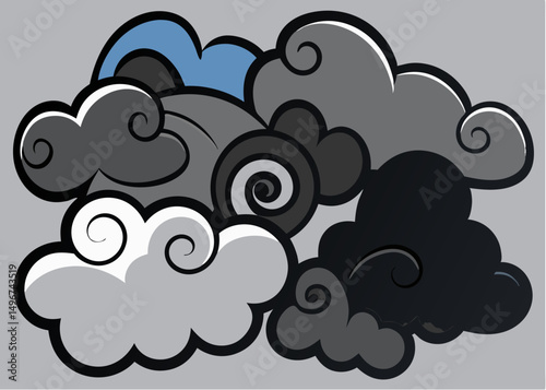 Blue sky weather icon with a cartoon cloud and falling rain drops, a vector illustration symbol for nature's season concept design