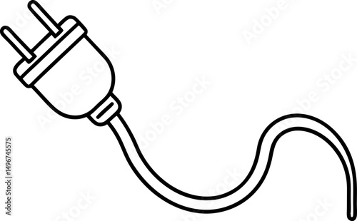 Plug Going Into Outlet Line Art Vector Illustration