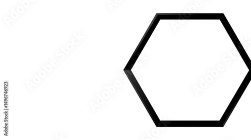 Minimal black border hexagon with flat regular shape centered on white background in ultra high definition 8K resolution design