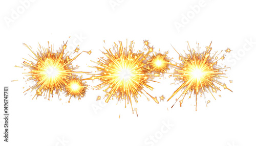 Bright sparkling fireworks isolated on a white background