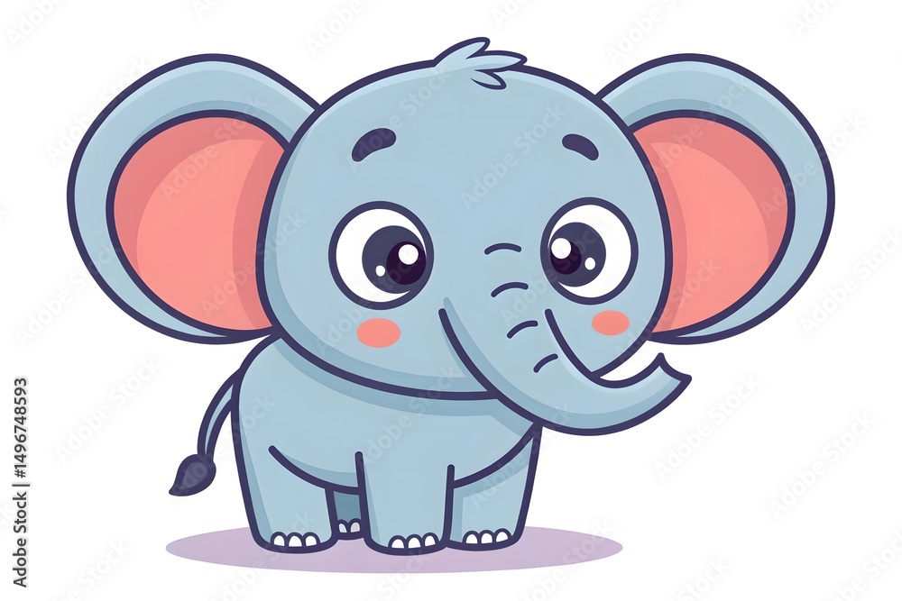 Obraz premium Adorable Cartoon Baby Elephant Illustration Cute Animal Design Perfect for Kids Products and