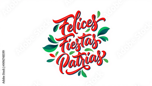 Felices Fiestas Patrias Lettering is an Independence Day Celebration Design Illustration