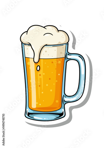 Frothy Beer Mug Illustration - Refreshing Drink Icon