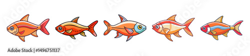 ember tetra fish icon, ember tetra fish line art - simple line art of ember tetra fish, perfect for ember tetra fish logos and icons