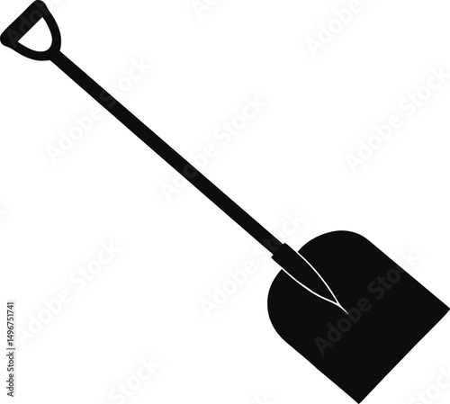 Snow Shovel Silhouette Vector Illustration  
