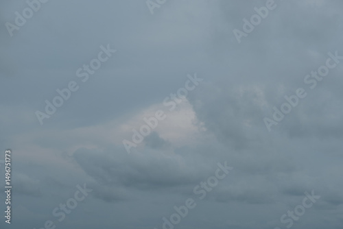 Overcast sky with thick gray clouds during late afternoon, creating a moody and dramatic atmosphere. Perfect for weather themes, storm backgrounds, or environmental and nature concepts.