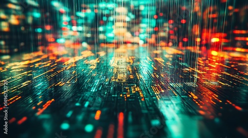 Cyberpunk City Rain Digital Art.