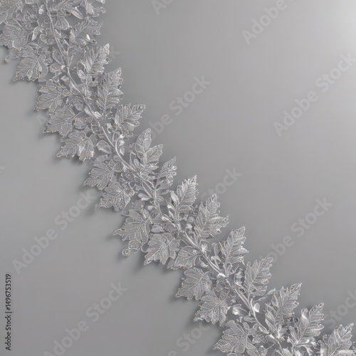 Intricate silver leaf lace border on shimmering backdrop , subtle, pattern, premium