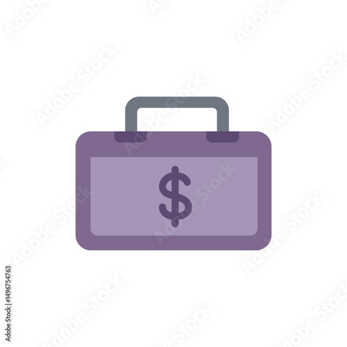Monetary wealth accumulation depicted in a purple briefcase with a dollar symbol