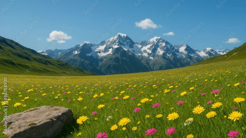 Naturist Freedom in Remote Alpine Meadow with Wind and ...