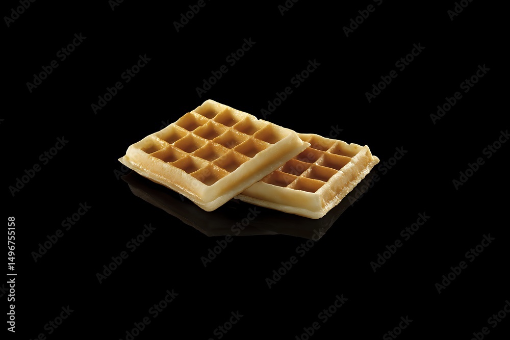 Two waffles on a reflective surface Two waffles on a reflective surface