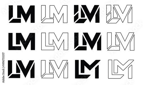  LM Modern Monogram Logo Collection with Geometric and Minimal Styles in Black and White Variations for branding
