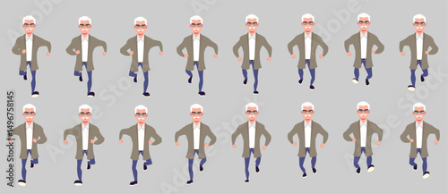 businessman running animation, run cycle animation sprite sheet, frame by frame run animation
