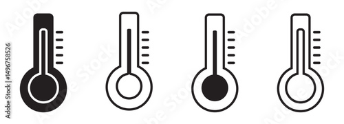 Thermometer Icon set. Thermometer icon vector for web. Thermometer solid and line Icon set.