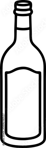 Wine Bottle With Cork Line Art Vector Illustration