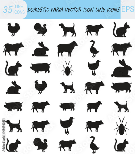 Farm animal silhouette Domestic animal vector