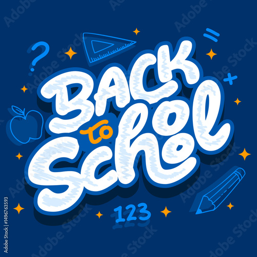 Back to school typography with navy background vector illustration