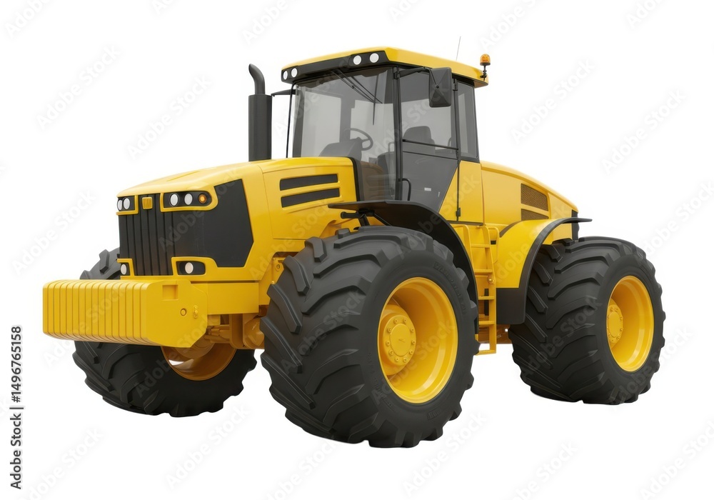 Obraz premium Yellow farm tractor vehicle isolated on white background