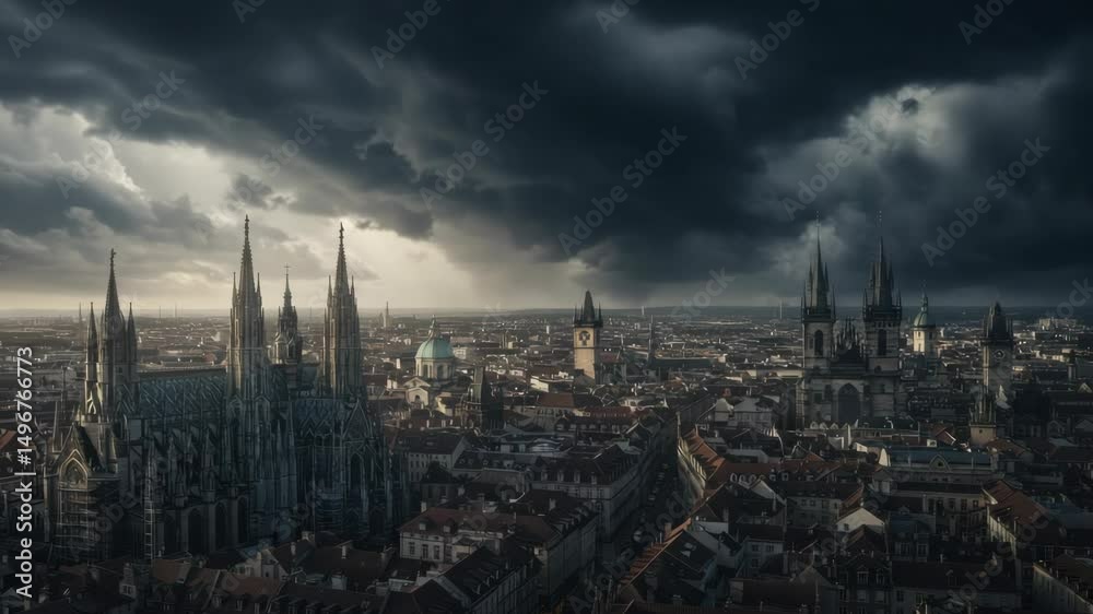 Post-Apocalyptic City in Ruins Covered in Smoke and Darkness Post-Apocalyptic City in Ruins Covered in Smoke and Darkness