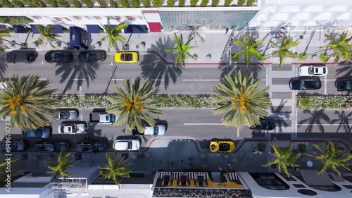 Top-Down Drone View of Rodeo Drive, Beverly Hills
