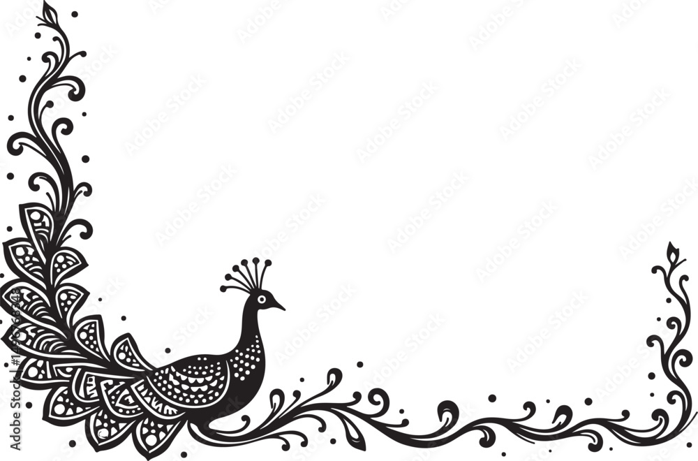 Fototapeta premium Elegant Peacock Silhouette Set