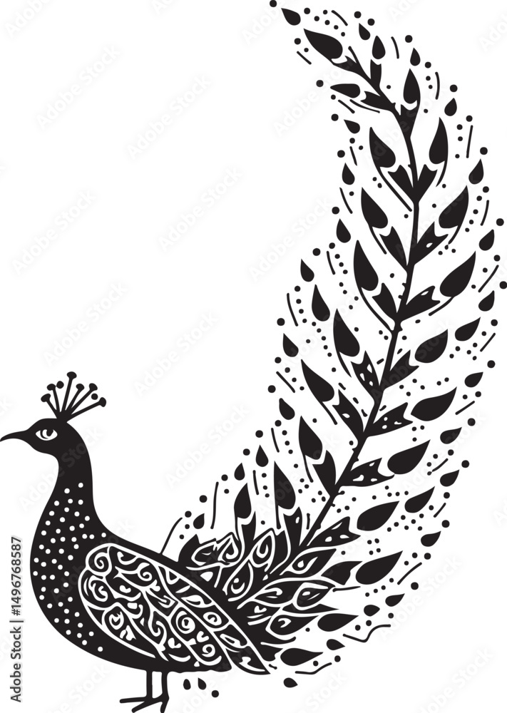 Fototapeta premium Elegant Peacock Silhouette Set