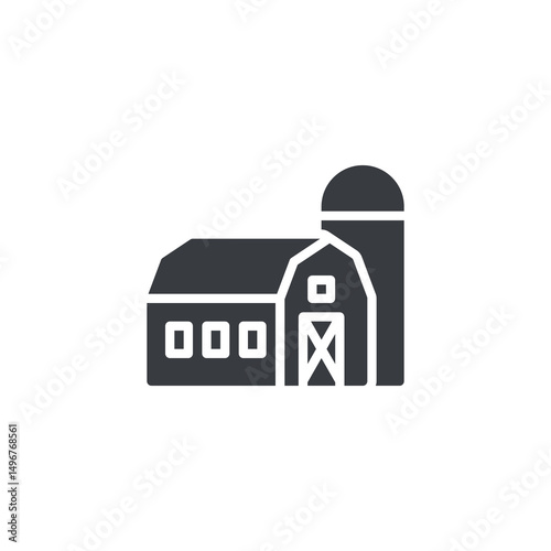 Barn and silo vector icon