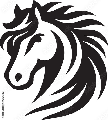 Black and White Berber Horse Vector Illustration – High-Quality Line Art Design