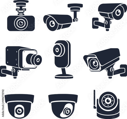 Security Camera Vector Set – Surveillance and CCTV Icons

