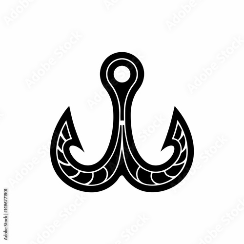 creative details Outline silhouette Empty fish hook icon vector illustration 
