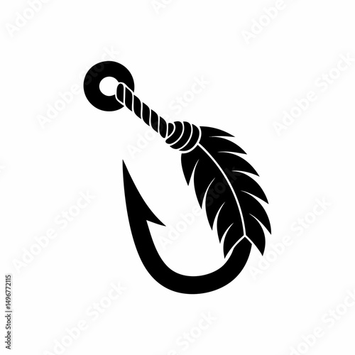 creative details Outline silhouette Empty fish hook icon vector illustration 