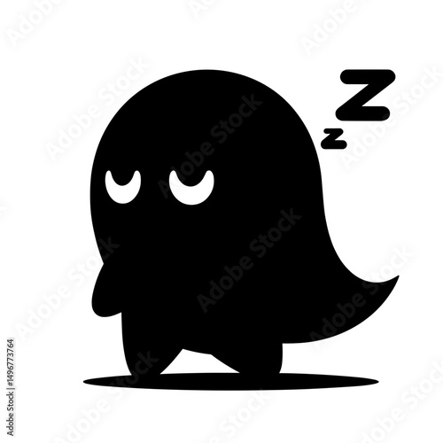 Sleepy Halloween ghost with closed eyes and Z sign
