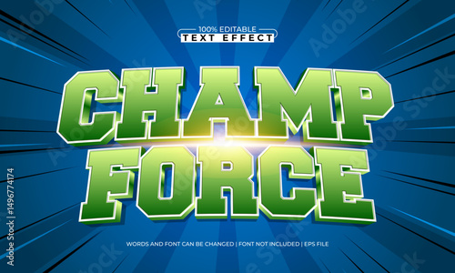 champ force editable text effect with a game and match text style