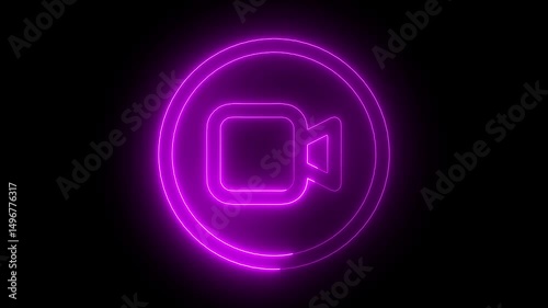 Wallpaper Mural Glowing neon video camera icon ,video motion graphic animation on black background Torontodigital.ca