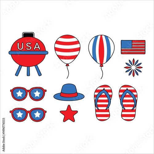 4th Of July, Firework Vector, Patriotic Fireworks, Red White Blue, Usa Celebration, Independence Day, Starburst Vector, July 4th Firework, Flat Firework Icon, American Firework, Cartoon Fireworks, Fes