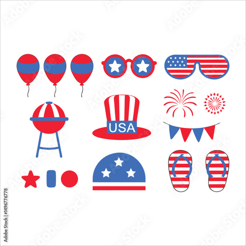 4th Of July, Firework Vector, Patriotic Fireworks, Red White Blue, Usa Celebration, Independence Day, Starburst Vector, July 4th Firework, Flat Firework Icon, American Firework, Cartoon Fireworks, Fes