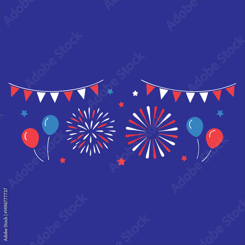 4th Of July, Firework Vector, Patriotic Fireworks, Red White Blue, Usa Celebration, Independence Day, Starburst Vector, July 4th Firework, Flat Firework Icon, American Firework, Cartoon Fireworks, Fes