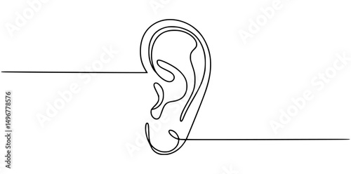 Simple one line drawing of human ear