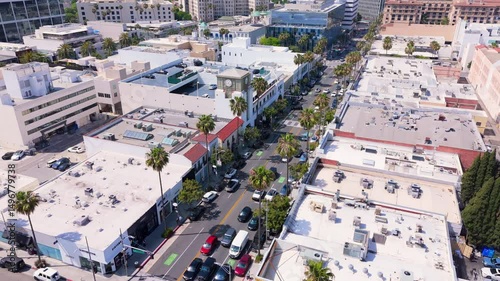 Aerial View of Rodeo Drive Shopping District in Beverly Hills, Los Angeles