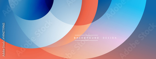 Abstract colorful circles overlap creating modern background. Gradient hues blend smoothly, offering vibrant visual experience.