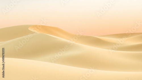 View of sand dunes under a pastel sky with soft lighting and smooth textures in a desert landscape