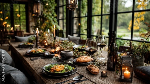 Autumnal Farm Table Dinner, Greenhouse Setting