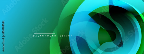 Abstract fluid shapes, vibrant bluegreen gradient. Modern design elements create dynamic visual flow. Background suggests technology, innovation.