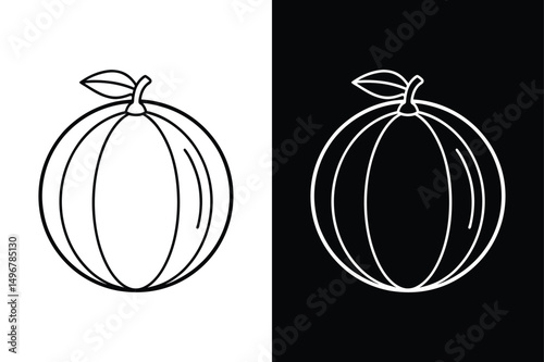 Honeydew Line Art Vector. Creative Fruit Drawing for High-Resolution Design