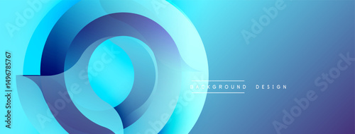 Abstract blue design features flowing shapes, gradients. Modern, dynamic composition creates visual interest. Smooth curves suggest movement.
