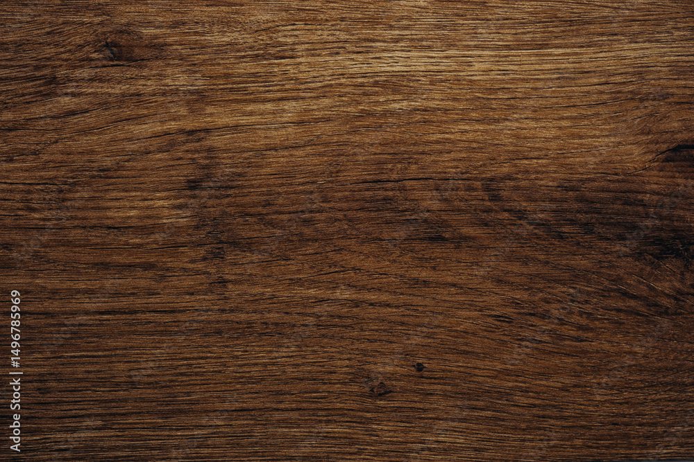 Naklejka premium Rich dark wood texture with horizontal grain and natural knot detail