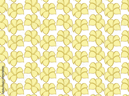 Plumeria flower Seamless decorative ornament in oriental style. Hand drawn symbol of Thailand, vector texture. For spa and massage salon design, price list, voucher, wrapping paper