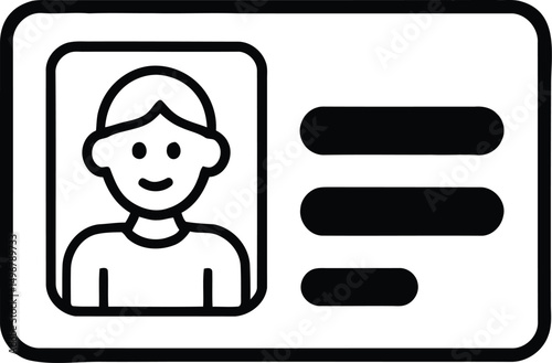 Vector illustration of a simple id card with a photo and data fields representing identity and access for various applications