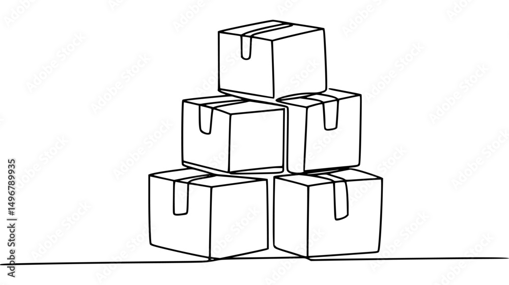 Obraz premium Stacked delivery boxes hand drawn illustration